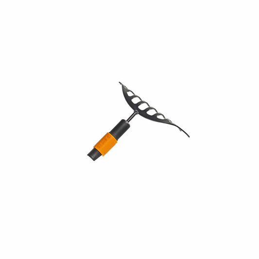 Fiskars QuikFit Rosenrechen, Rechen Für Schmale Beete, Werkzeugkopf, Gartenzubehör, Stahl, Schwarz / Orange, 24.5 cm, 1000651