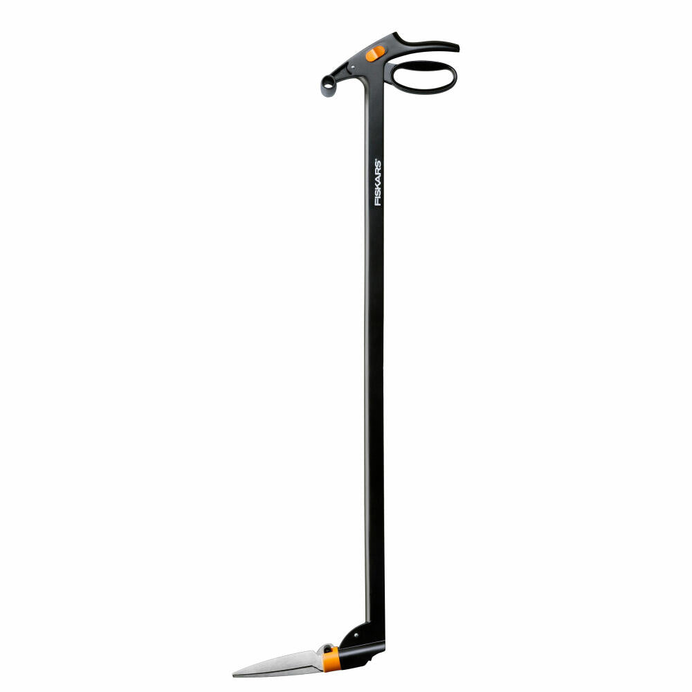 Fiskars Rasenkantenschere Servo-System mit Stiel GS46, Garten Schere, Outdoorschere, Gartenzubehör, Stahl / Kunststoff, Schwarz / Orange, 100 cm, 1000590