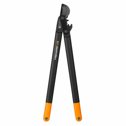 Fiskars PowerGear II Bypass-Getriebeastschere L78, Getriebe Astschere, Gartenschere, Gartenzubehör, Stahl, Schwarz / Orange, 70 cm, 1000584