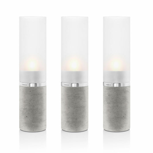 Blomus Faro Windlichter-Set, 3-tlg., Windlicht, für Teelicht, Glas / Edelstahl matt, 65440