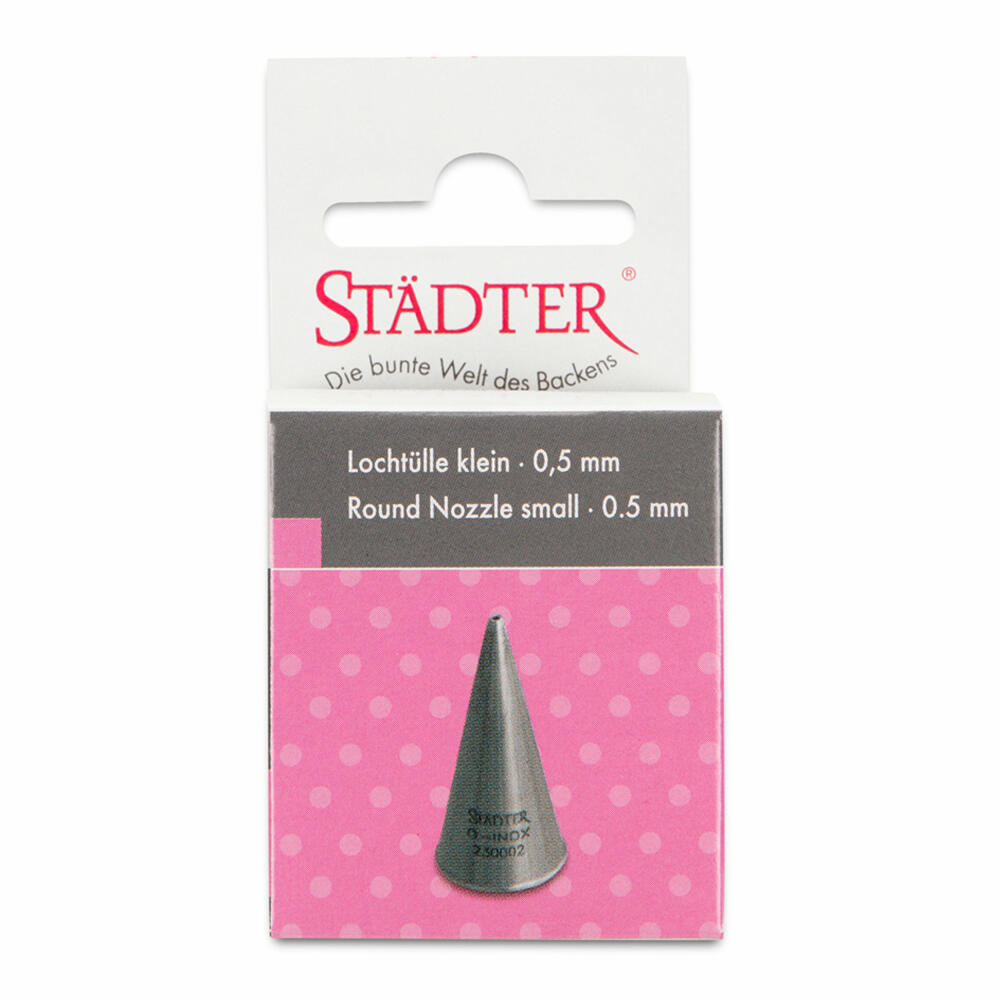 Städter Fine Line Lochtülle #0 Klein, Spritztülle, Garniertülle, Backzubehör, Edelstahl, 0.5 mm, 230002