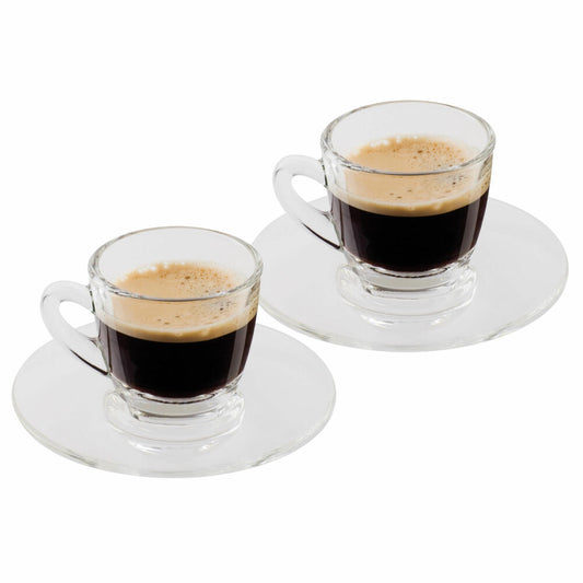 Scanpart Glas-Espressotassen mit Untertassen, Glas Espresso Tasse, 70 ml, 4-tlg.