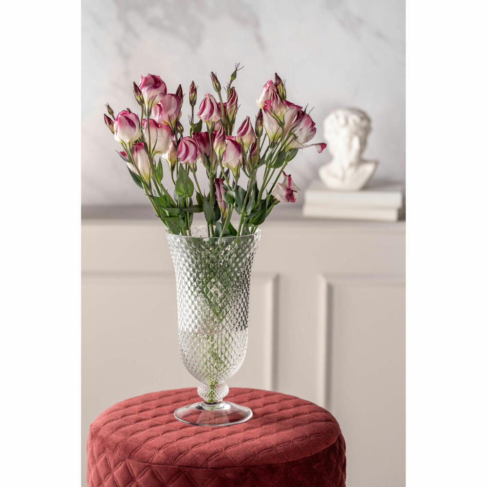Leonardo Vase Poesia on foot, flower vase, decorative vase, glass vase, soda-lime glass, clear, H 35.4 cm, 076434