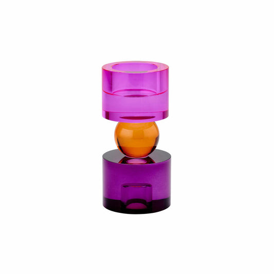Gift Company candle and tealight holder Sari S, lantern, decorative light, crystal glass, pink, orange, purple, 15.2 cm, 1097003013