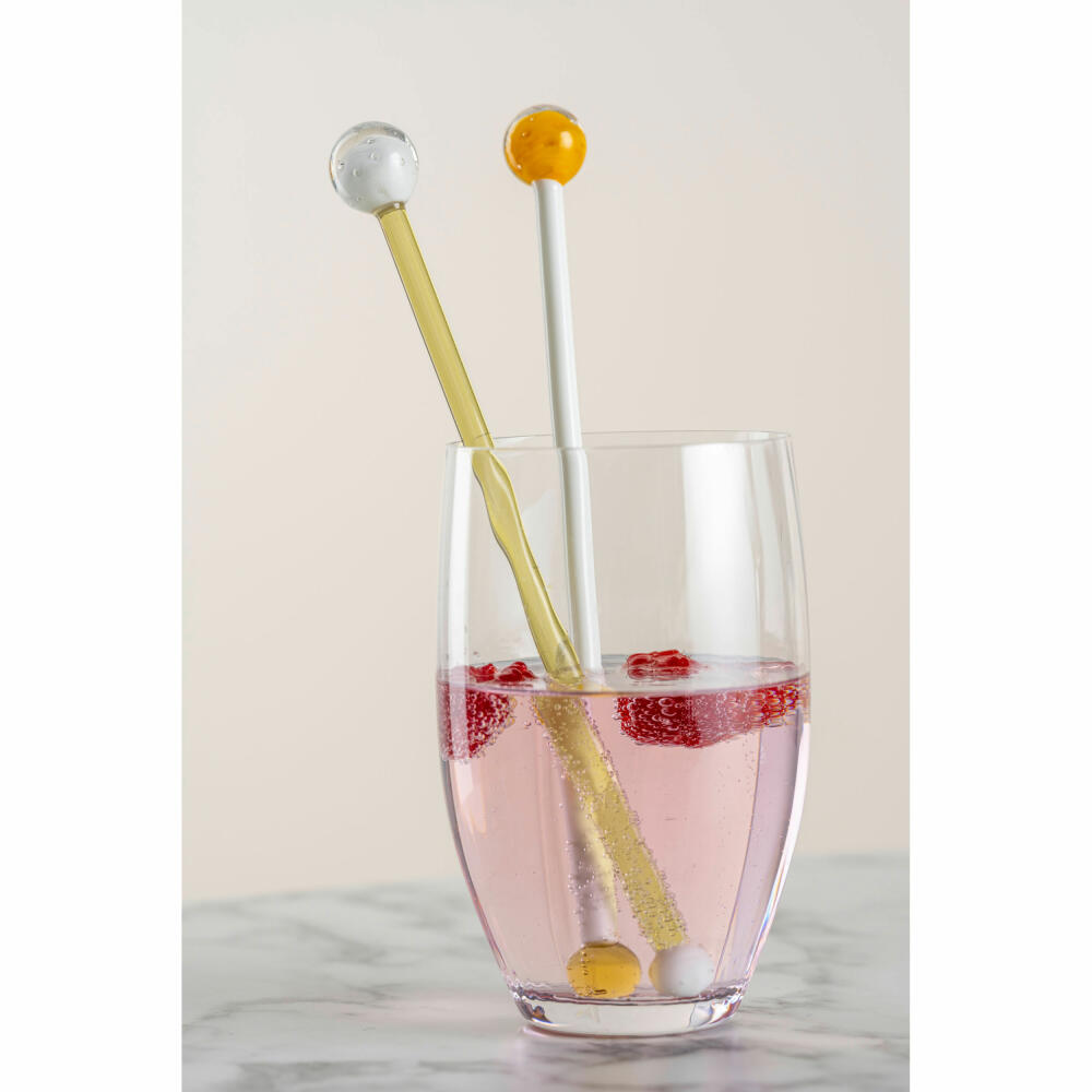 Leonardo Rührer Poesia, 4-tlg., Cocktailstab, Rührstäbchen, Cocktailrührer, Kalk-Natron Glas, Orange, 20 cm, 076499