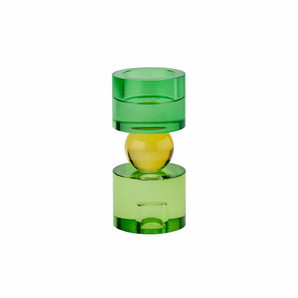 Gift Company candle and tealight holder Sari S, lantern, decorative light, crystal glass, green, yellow, 15.2 cm, 1097003008