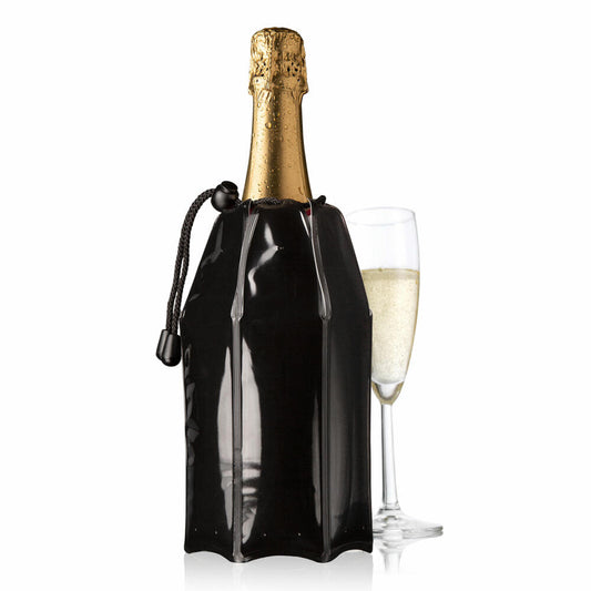 Vacu Vin Aktiv Champagnerkühler Motiv Schwarz, Flaschenkühler, Kühlmantel, Kühlmanschette, Kunststoff, Kühlgel, Schwarz, 38856606
