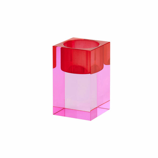 Gift Company tealight holder Sari S, lantern, decorative light, crystal glass, pink, red, 7.7 cm, 1096903003