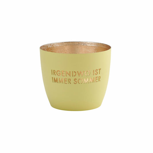 Gift Company Windlight Madras Somewhere it's always summer M, tealight holder, candle holder, iron, pastel yellow, gold, 8.5 cm, 1092304080