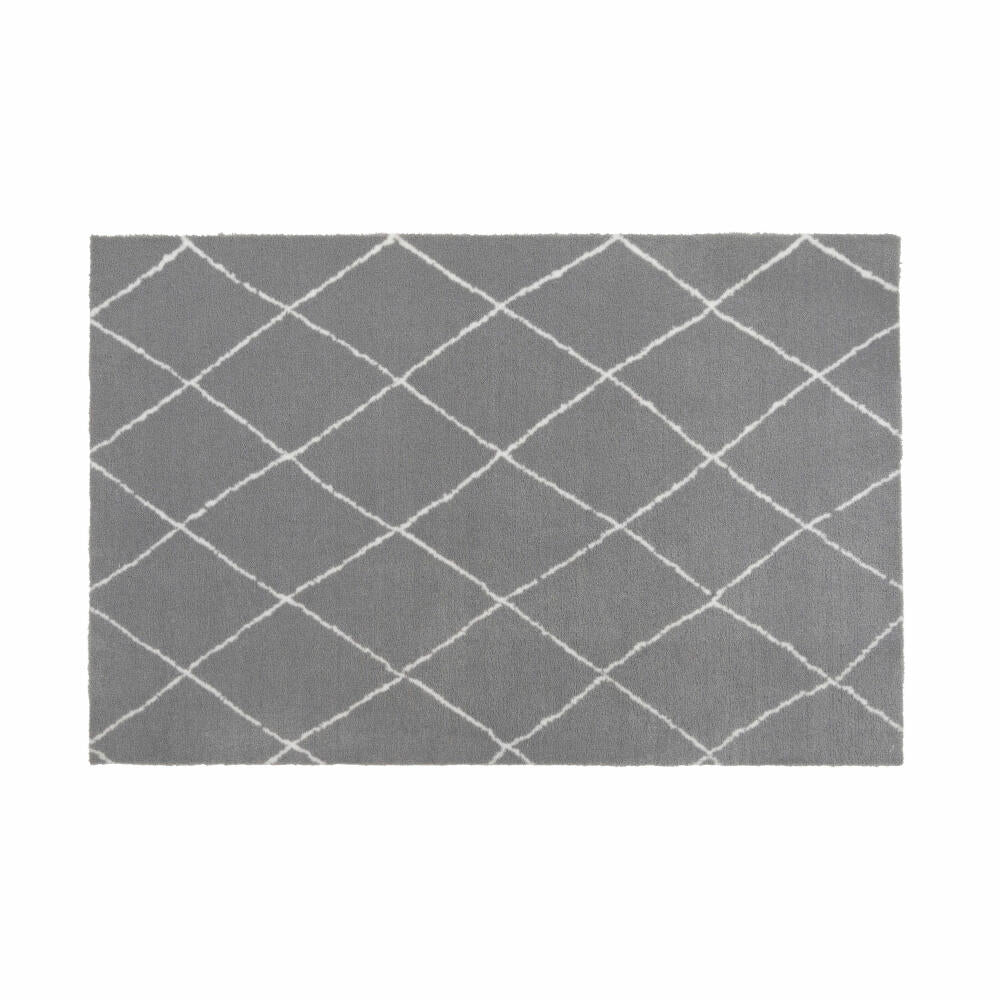 Gift Company Washables Diamond Pattern, Washable Doormat, Foot Mat, Polyamide / Latex Gel Foam Backing, Grey, 80 x 120 cm, 1093504004