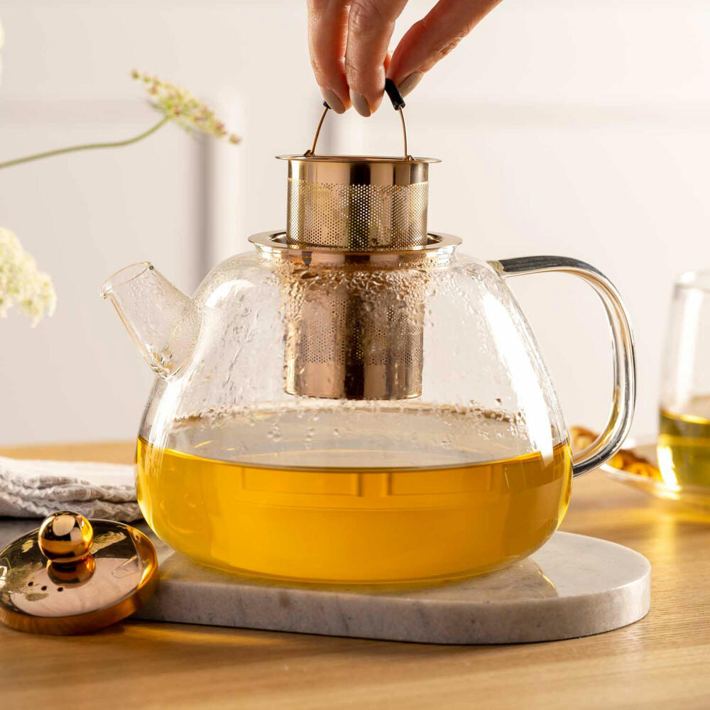 Leonardo teapot Tè per Te, pot with strainer insert, glass, metal, clear, 1.5 L, 077384