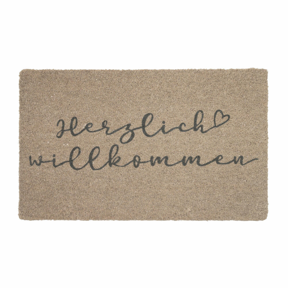 Gift Company Fußmatte Herzlich Willkommen, Türmatte, Kokosmatte, Kokos, Vinylrücken, Grau, 45 x 75 cm, 1096401004