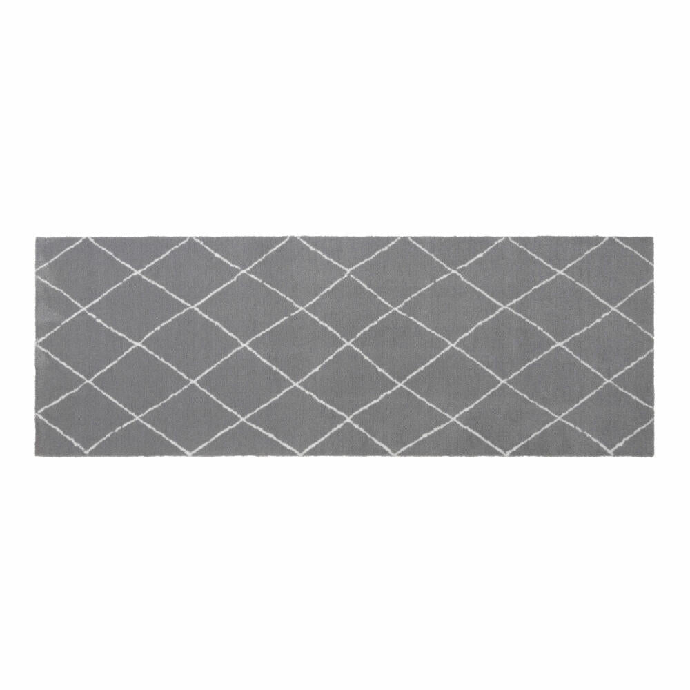 Gift Company Washables Diamond Pattern, Washable Doormat, Foot Mat, Polyamide / Latex Gel Foam Backing, Grey, 66 x 185 cm, 1093505004