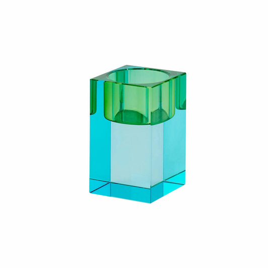 Gift Company tealight holder Sari S, lantern, decorative light, crystal glass, blue, green, 7.7 cm, 1096903008