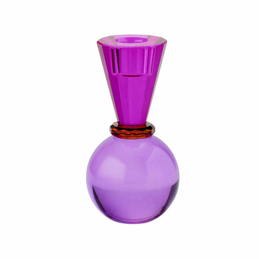 Gift Company Candle Holder Sari Ball Cone, Candlestick, Crystal Glass, Pink, Purple, 13.5 cm, 1093801013