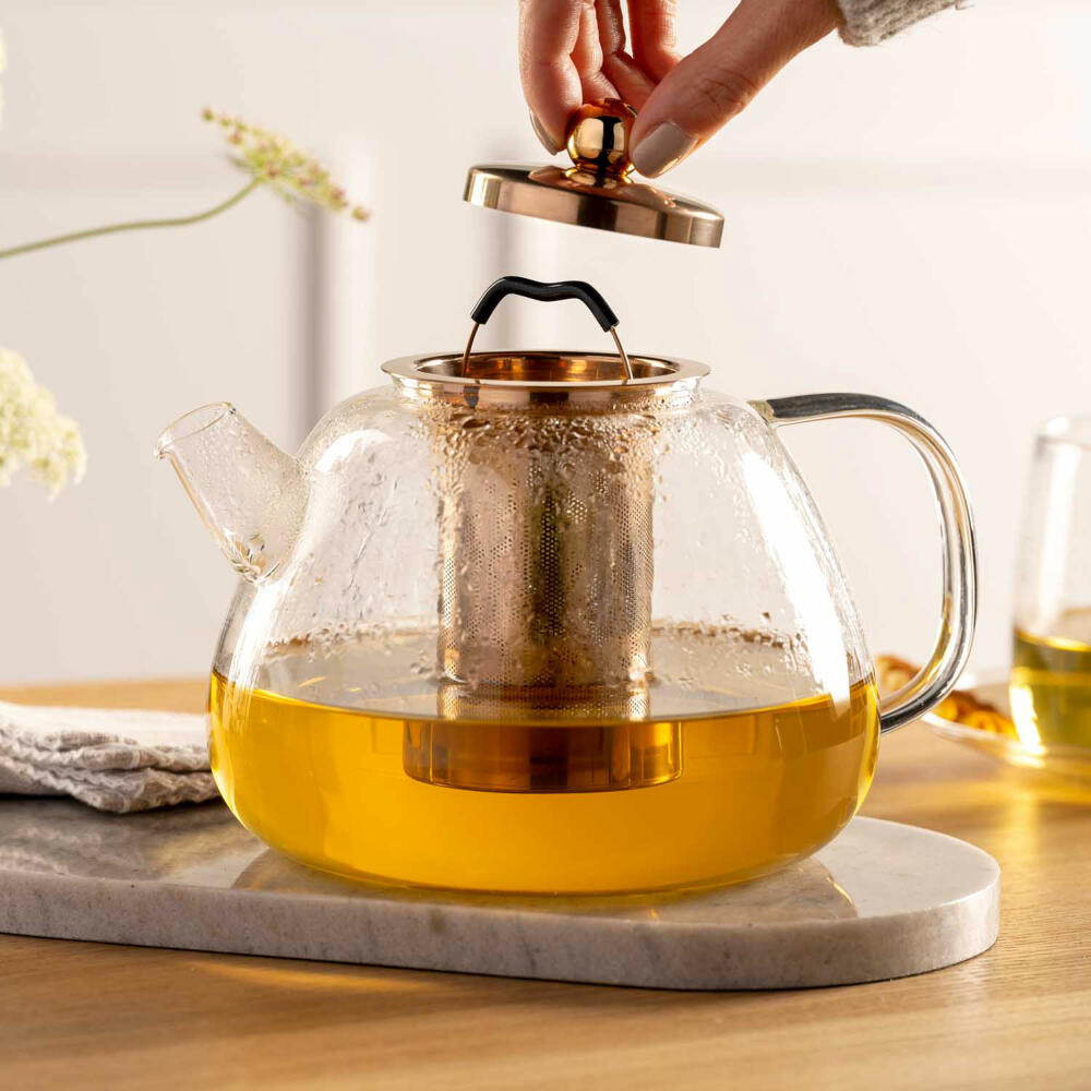Leonardo teapot Tè per Te, pot with strainer insert, glass, metal, clear, 1.5 L, 077384
