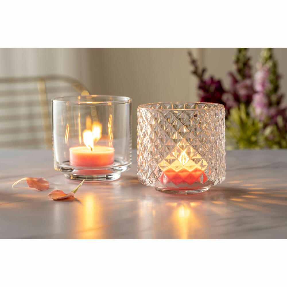 Leonardo table light Poesia small diamonds, tealight holder, candle holder, lantern tealight, glass, H 10 cm, 076431