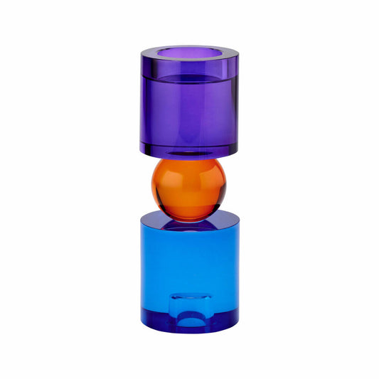 Gift Company candle and tealight holder Sari M, lantern, decorative light, crystal glass, blue, orange, purple, 21.5 cm, 1097004009