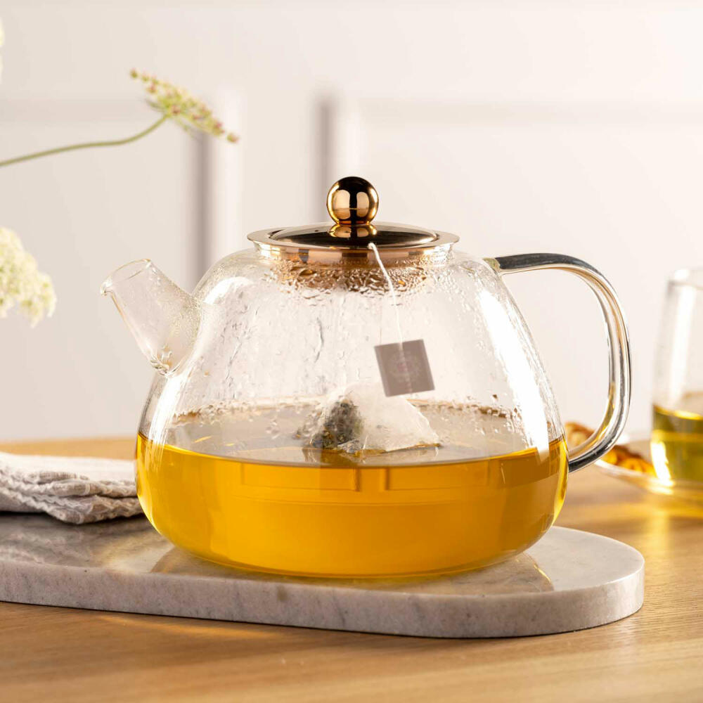 Leonardo teapot Tè per Te, pot with strainer insert, glass, metal, clear, 1.5 L, 077384
