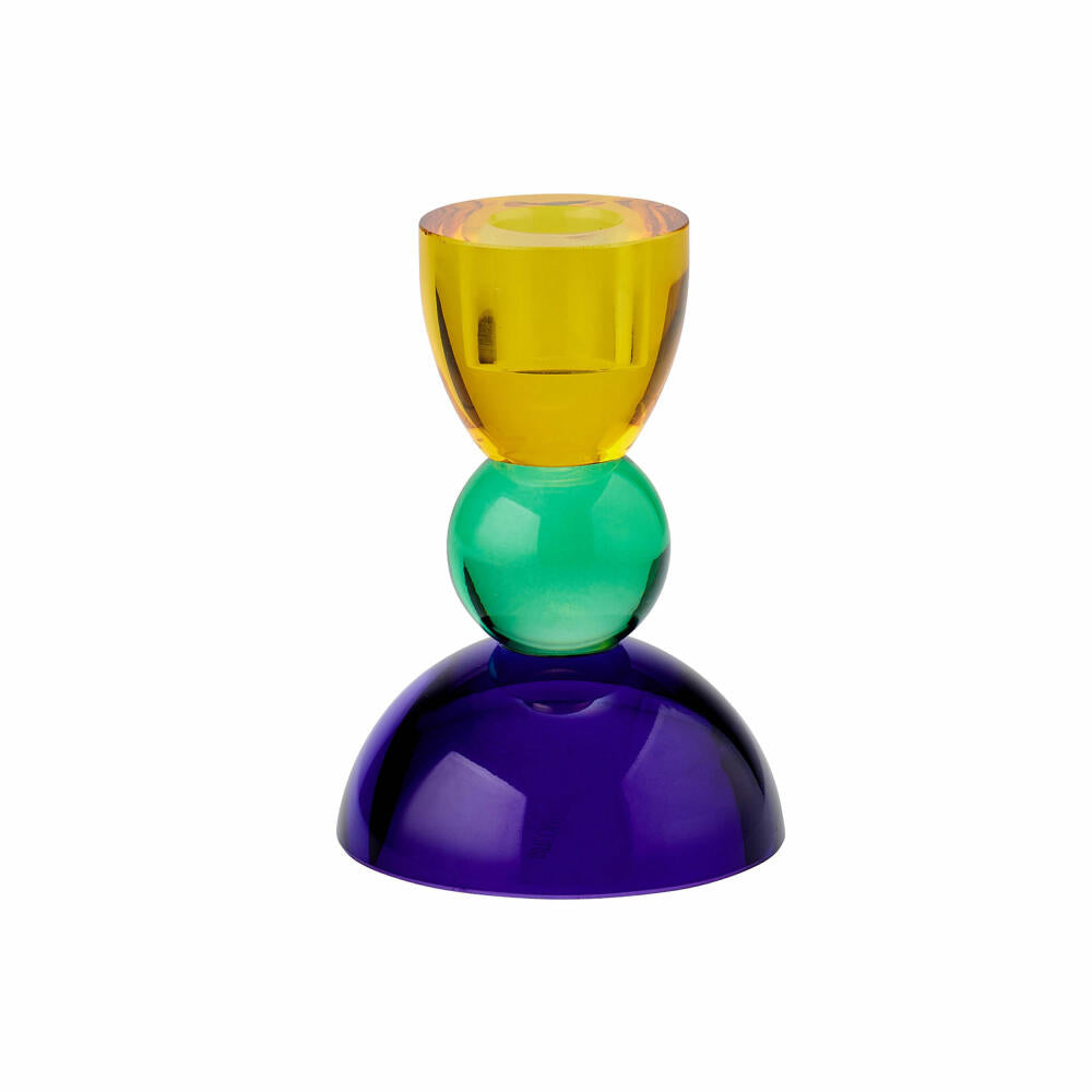 Gift Company Candle Holder Sari Ball, Candlestick, Crystal Glass, Yellow, Green, Dark Blue, 11 cm, 1093601010