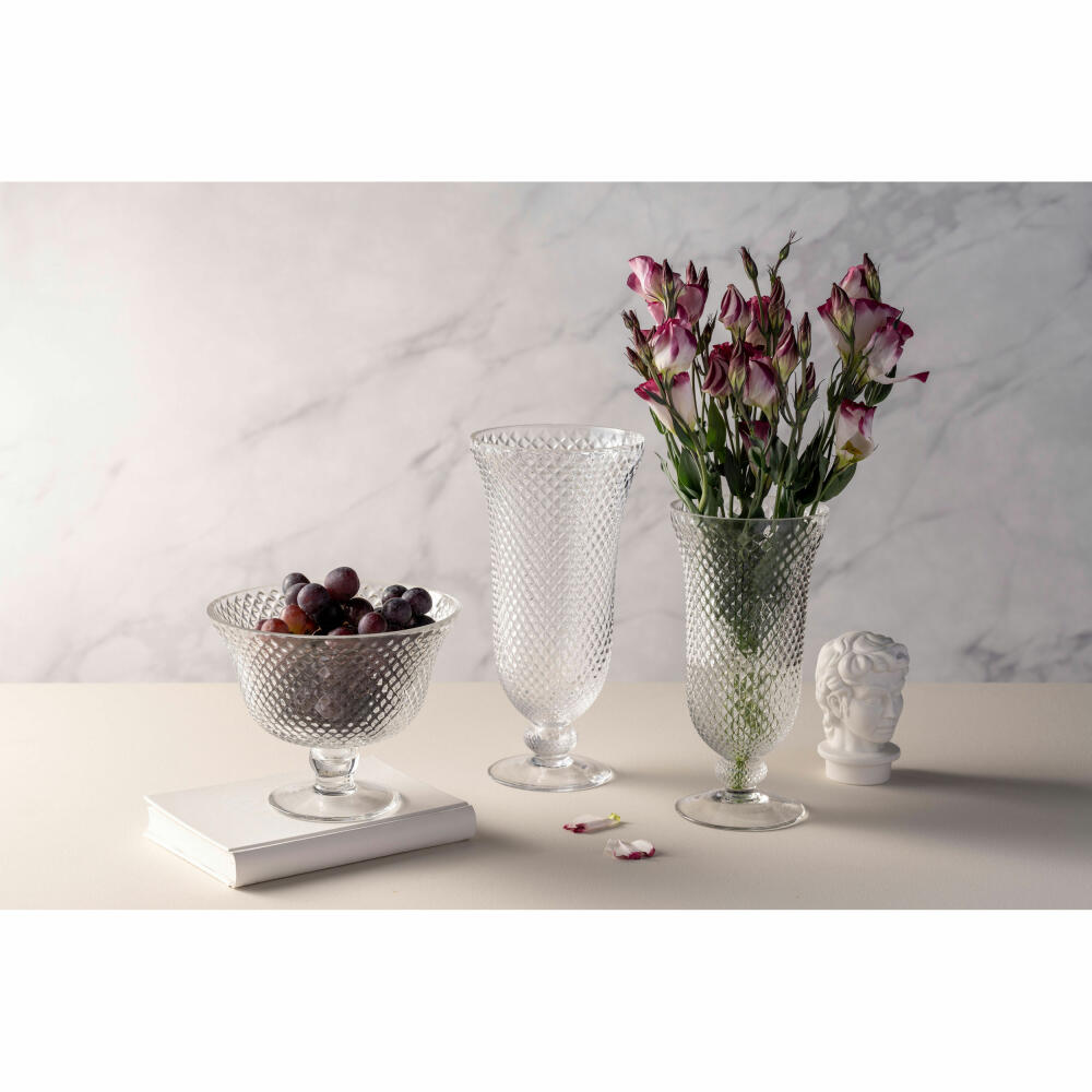 Leonardo Vase Poesia on foot, flower vase, decorative vase, glass vase, soda-lime glass, clear, H 30 cm, 076433