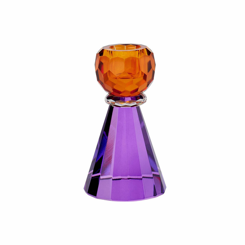 Gift Company Candle Holder Sari Konus, Candlestick, Crystal Glass, Orange, Purple, 11.5 cm, 1093701011
