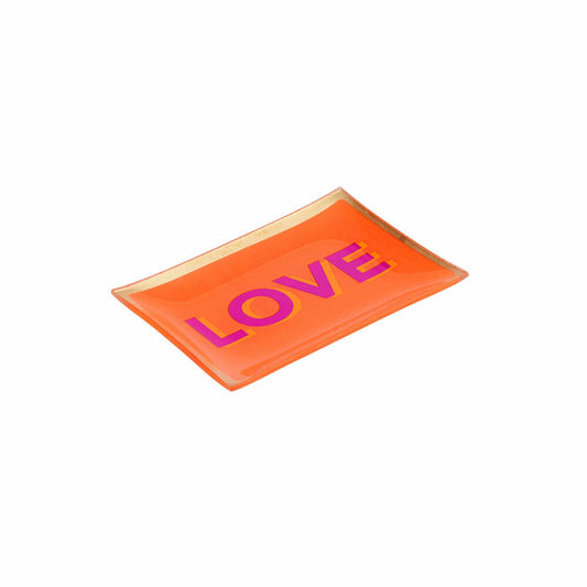 Gift Company Glass Plate Love Plates Love M, Decorative Plate, Bowl, Glass, Orange, Gold, 10 x 14 cm, 1088204011