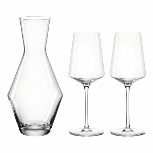 Leonardo wine set PUCCINI 3-piece, carafe, wine glasses, glasses set, crystal glass, clear, 069528