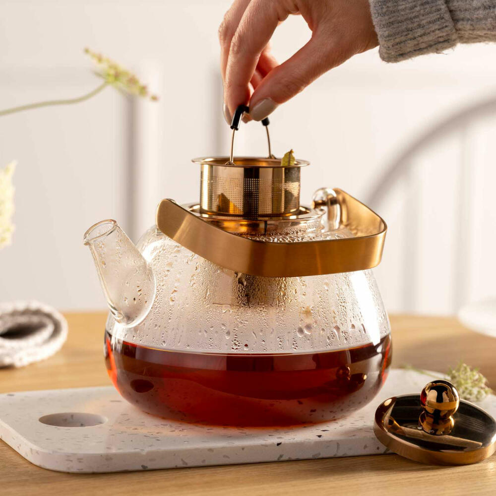 Leonardo Teekanne Tè per Te, Kanne mit Siebeinsatz, Glas, Metall, Klar, 1.2 L, 077383