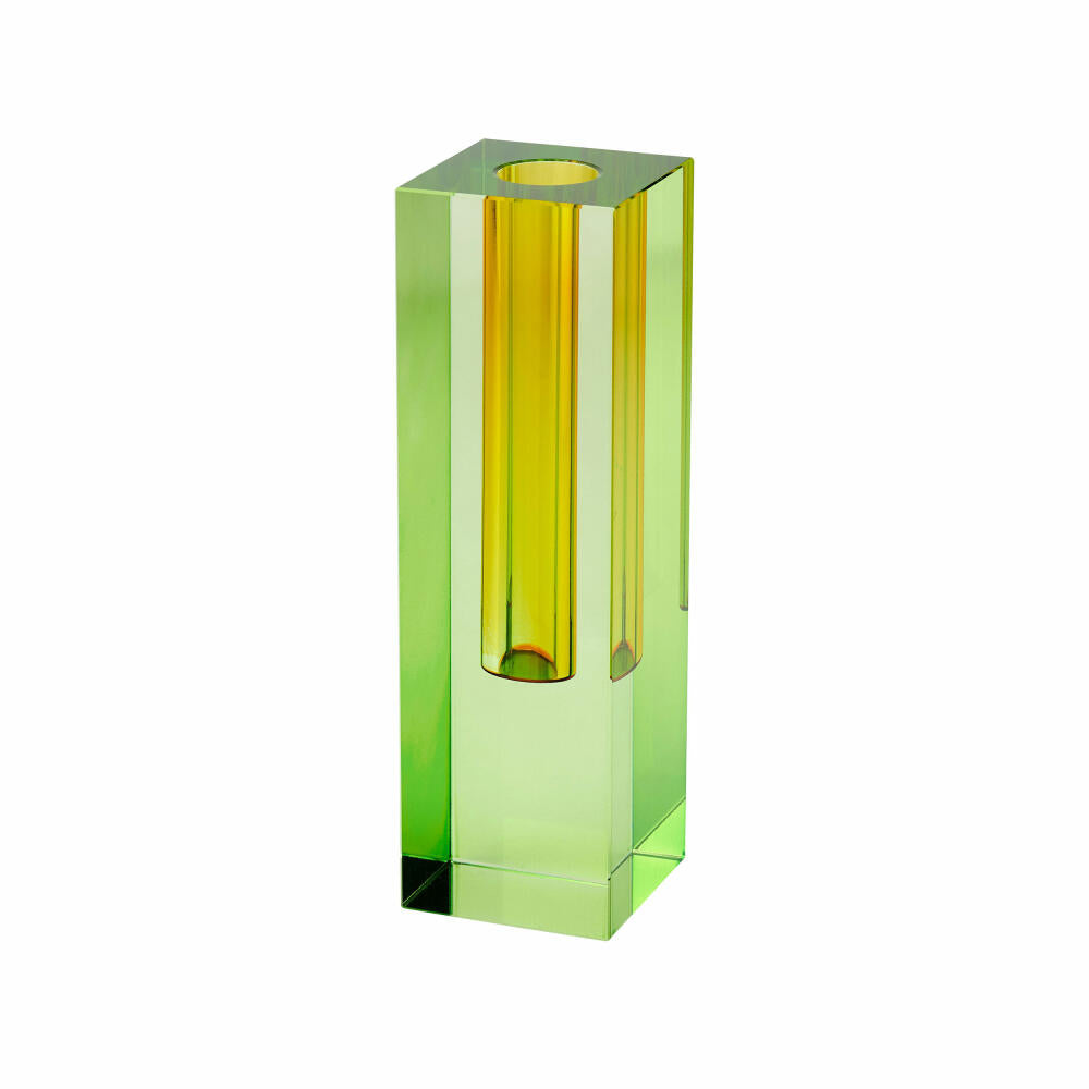 Gift Company Vase Sari, decorative vase, flower vase, crystal glass, green, yellow, 19.5 cm, 1097105008