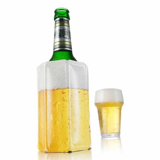 Vacu Vin Aktiv Kühler Motiv Bier Lager 300 - 500 ml, Flaschenkühler, Kühlmantel, Kühlmanschette, Kunststoff, Kühlgel, Gelb, Weiß, 38549606