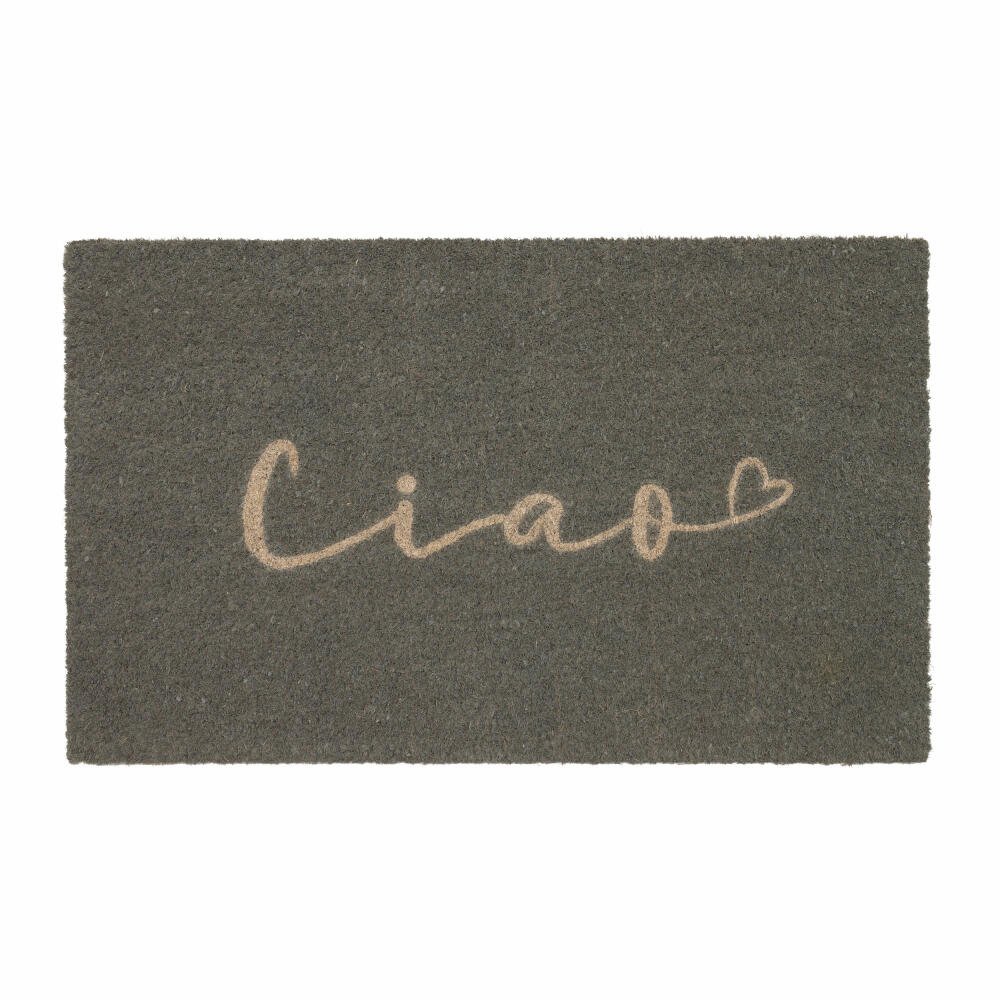 Gift Company doormat Ciao, doormat, coconut mat, coconut, vinyl backing, grey, 45 x 75 cm, 1096501004