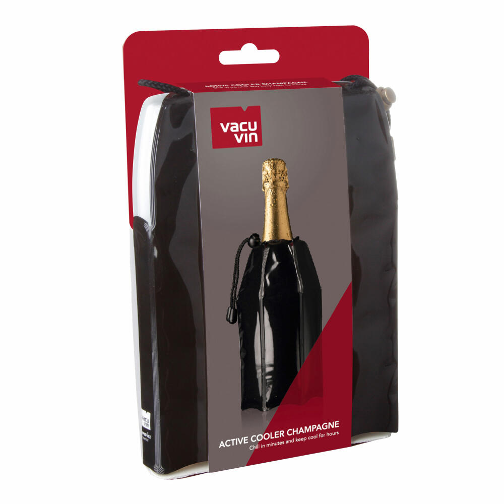 Vacu Vin Aktiv Champagnerkühler Motiv Schwarz, Flaschenkühler, Kühlmantel, Kühlmanschette, Kunststoff, Kühlgel, Schwarz, 38856606