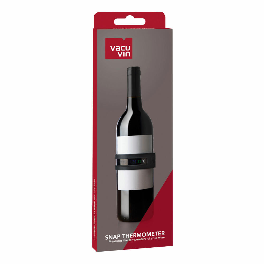 Vacu Vin Weinthermometer, Ansteckthermometer, Wein-Temperaturmesser, Silikon, Thermostrip, Stahl, Grau, 3630360