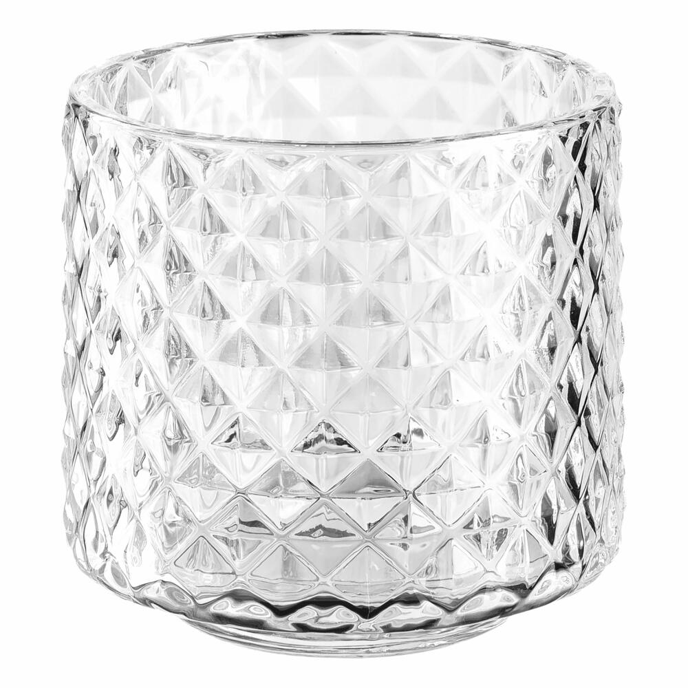 Leonardo table light Poesia small diamonds, tealight holder, candle holder, lantern tealight, glass, H 10 cm, 076431