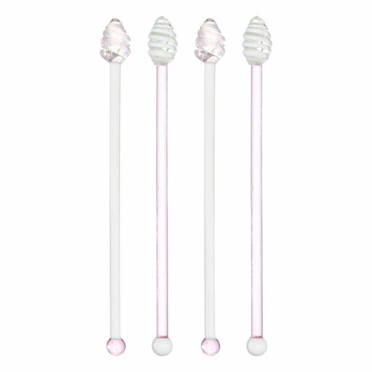 Leonardo Rührer Poesia, 4-tlg., Cocktailstab, Rührstäbchen, Cocktailrührer, Kalk-Natron Glas, 20 cm, 076498