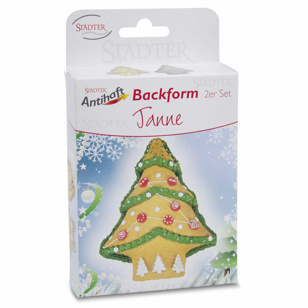 Städter motif baking pan Christmas tree mini, set of 2, baking pan, cake pan, metal, 8 x 11 x 2.5 cm, 534094