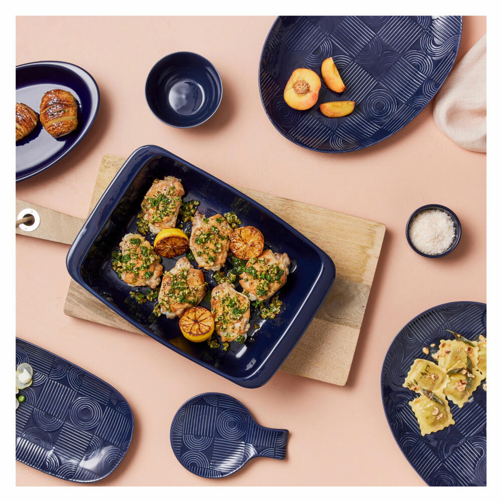 Maxwell &amp; Williams Plate Arc square, serving plate, ceramic, indigo blue, 33 x 18 cm, DR0451