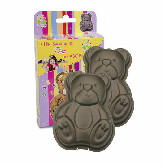 Städter KIDS Baking Pan Theo the ABC Bear Mini, Set of 2, Cake Pan, Cake Baking Pan, Motif Baking Pan, Metal, 521117