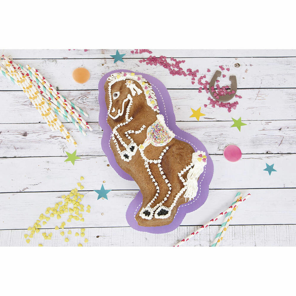 Städter KIDS Baking Pan Silver Star the Horse, Cake Pan, Cake Baking Pan, Motif Baking Pan, Metal, 18 x 33 cm, 566040