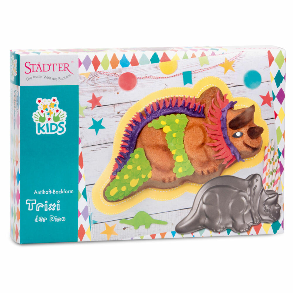 Städter KIDS baking pan Trixi the Dino, cake pan, cake baking pan, motif baking pan, metal, 34 x 28 cm, 569041