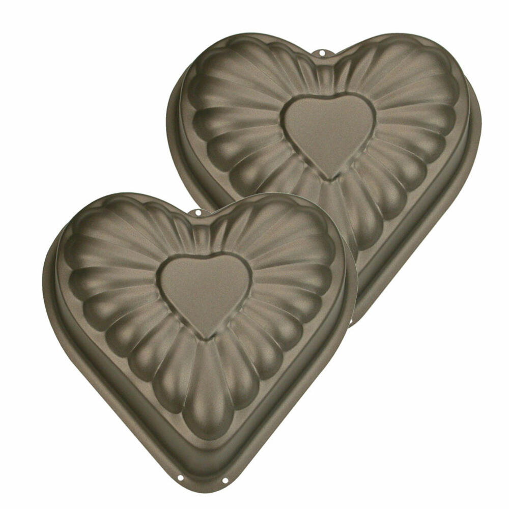 Städter motif baking pan heart mini, set of 2, baking pan, heart shape, cake pan, metal, 8 x 3.5 cm, 515079