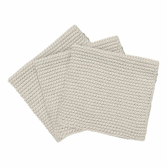 Blomus Spültücher 3er Set Wipe Perla, Küchenhandtuch, Abtrockentuch, Baumwolle, Moonbeam, 25 x 25 cm, 64233