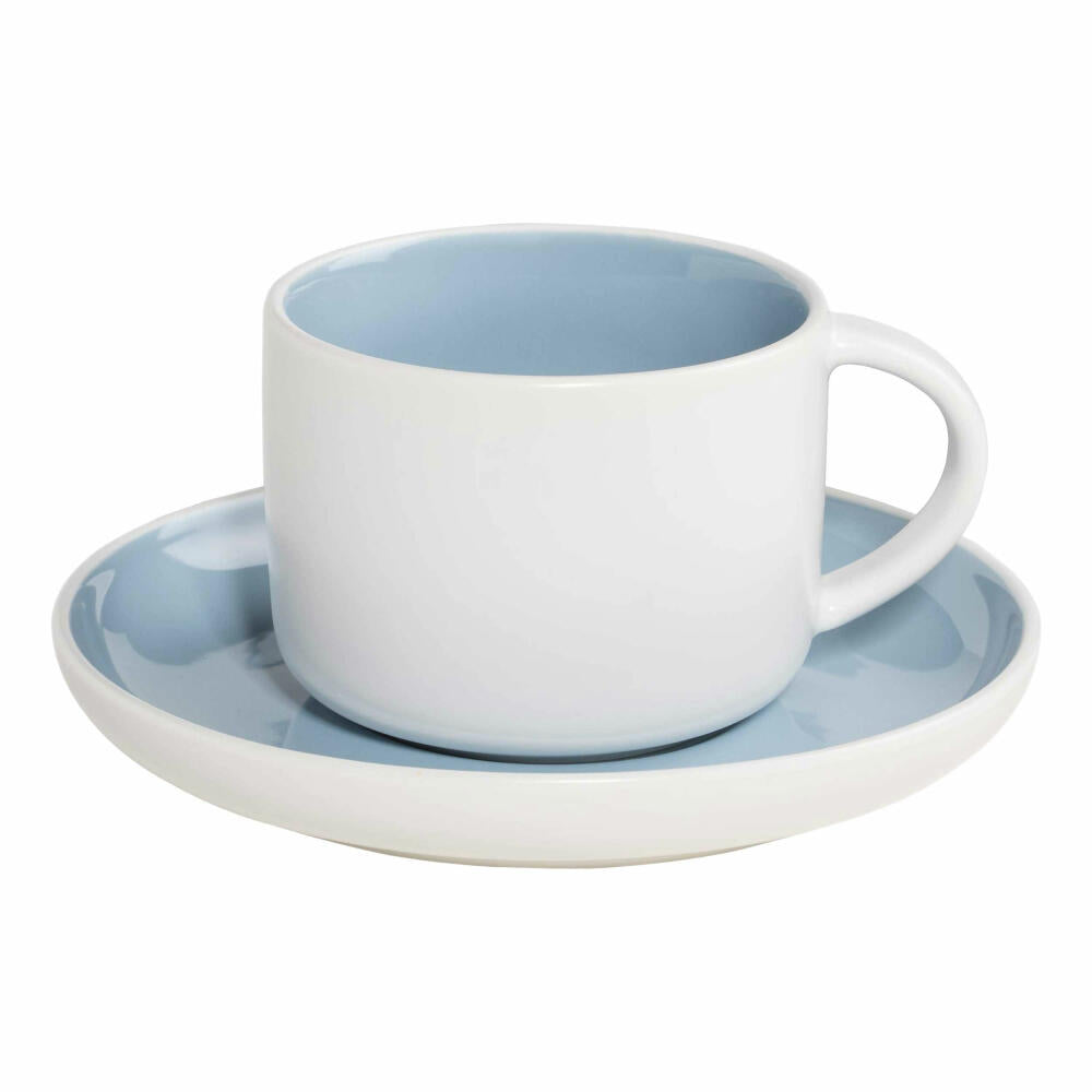 Maxwell & Williams Tint Tasse mit Untertasse, Kaffeetasse, Teetasse, Porzellan, Weiß / Hellblau, DI0117