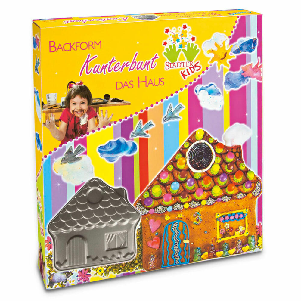 Städter KIDS Baking Pan Colorful House, Cake Pan, Cake Baking Pan, Motif Baking Pan, Metal, 26 x 24.5 cm, 535039