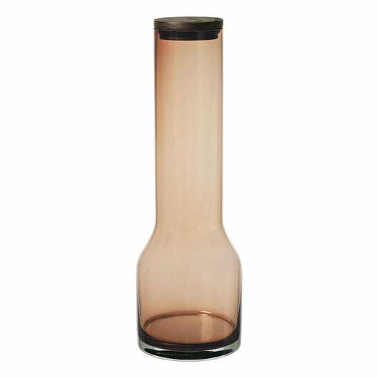 Blomus Wasserkaraffe Lungo L, Karaffe, Wasserbehälter, Glas farbig, Eiche, Silikon, Coffee, 1.1 L, 64173