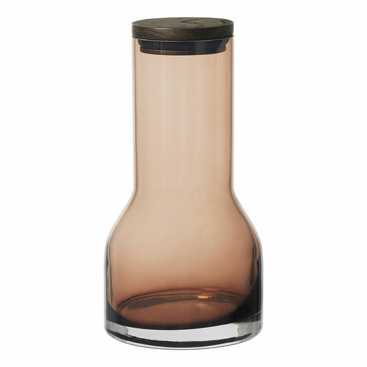 Blomus Wasserkaraffe Lungo S, Karaffe, Wasserbehälter, Glas farbig, Eiche, Silikon, Coffee, 600 ml, 64174