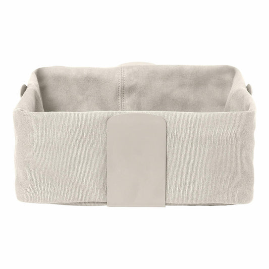 Blomus Brotkorb Desa L, Stofftasche im Stahlgestell, Brotbehälter, Stahl pulverbeschichtet, Baumwolle, Moonbeam, 26 x 26 cm, 64207