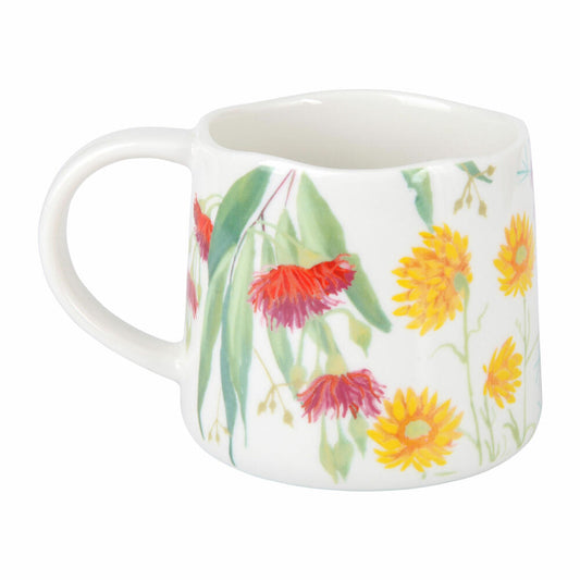 Maxwell & Williams NATIVE BLOOMS Becher Eukalyptus, Tasse, Kaffeebecher, Teebecher, Porzellan, 350 ml, DI0373