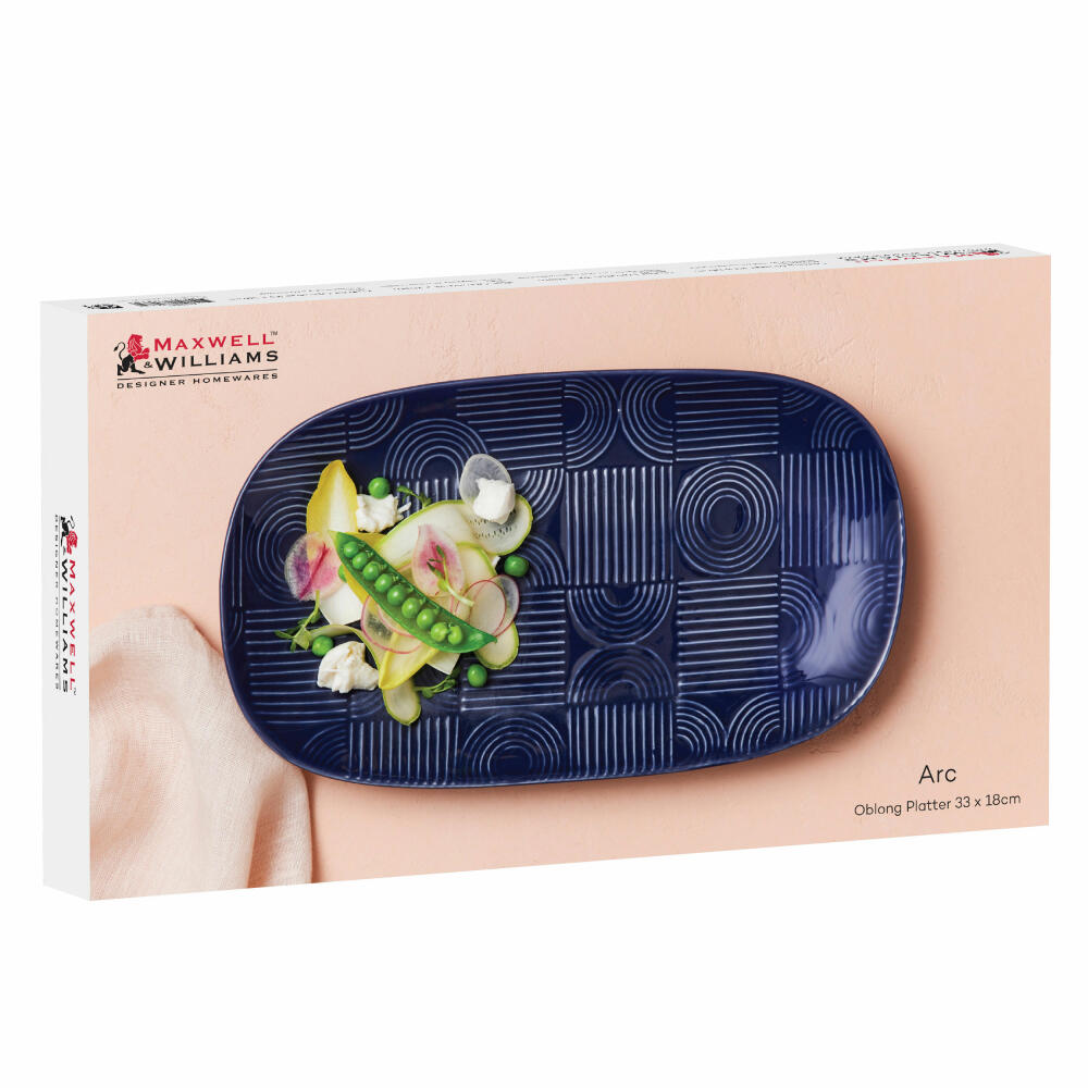 Maxwell &amp; Williams Plate Arc square, serving plate, ceramic, indigo blue, 33 x 18 cm, DR0451